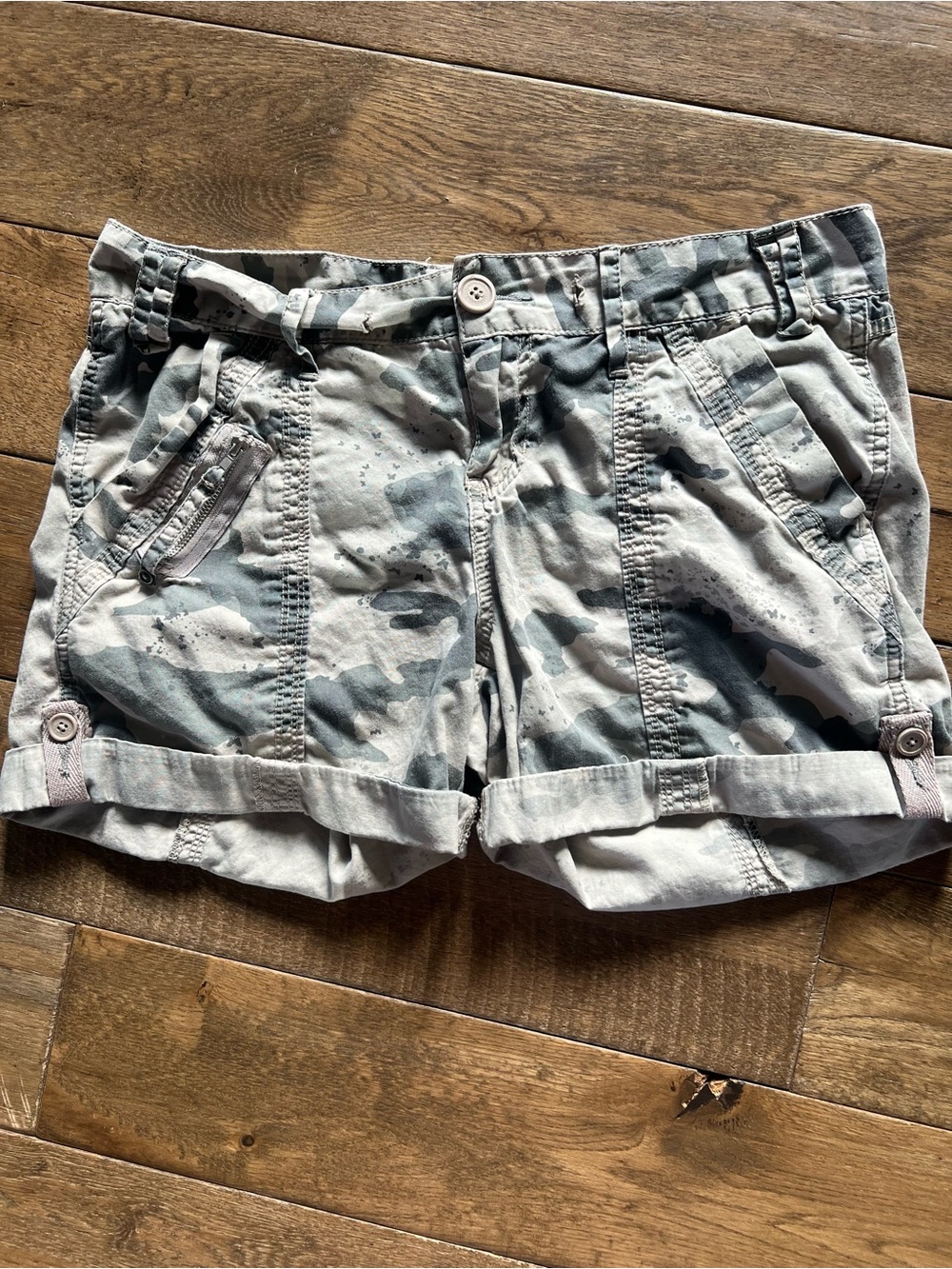 Camo Print Rolled Hem Women's Shorts